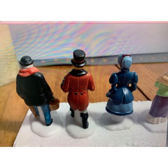Victorian Christmas Village Figurines Set of 7 Hand-Painted Porcelain Figures on - Picture 6 of 9